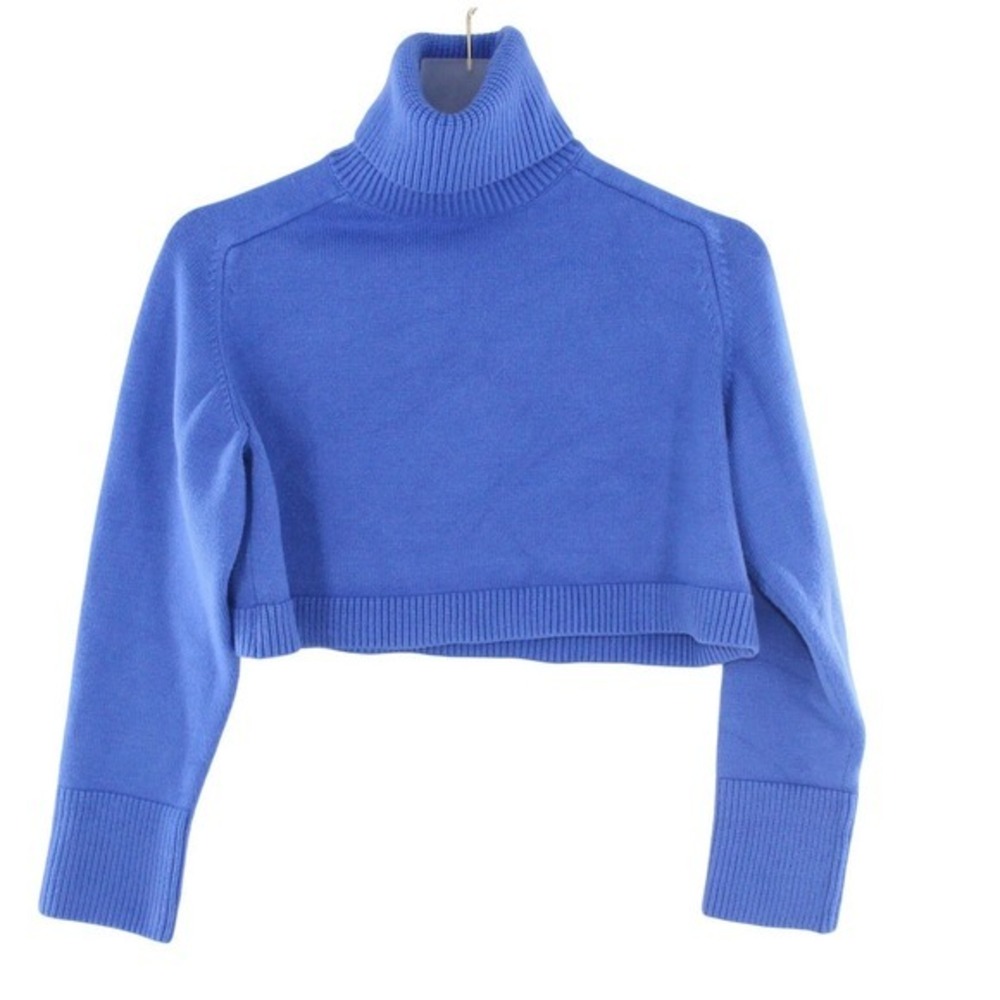 Zara Turtleneck Sweater Cropped Long Sleeve Size S Royal Blue